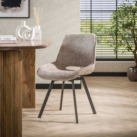 BelaLuz Moderne Scandinavische eetkamerstoel Frey Hoven zandkleur
