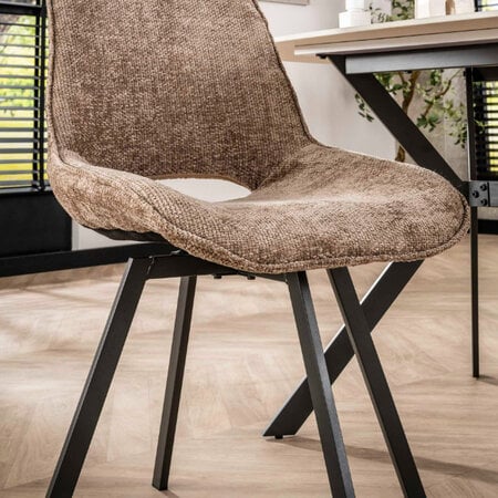 BelaLuz Moderne Scandinavische eetkamerstoel Frey Hoven champagne