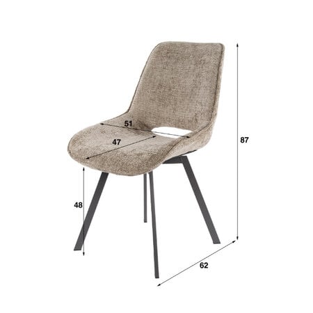 BelaLuz Moderne Scandinavische eetkamerstoel Frey Hoven champagne
