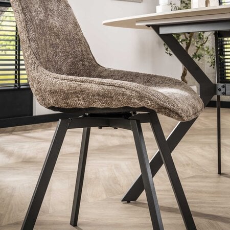 BelaLuz Moderne Scandinavische eetkamerstoel Frey Hoven champagne