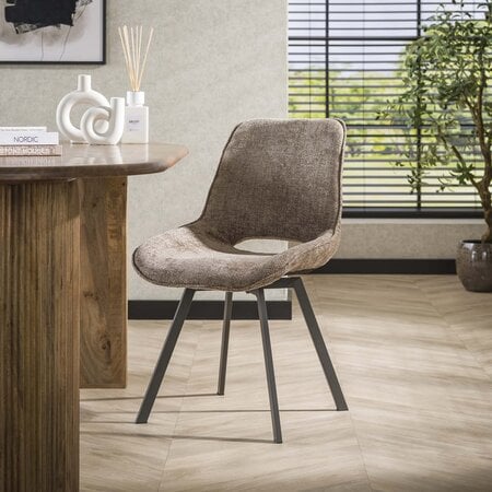 BelaLuz Moderne Scandinavische eetkamerstoel Frey Hoven champagne
