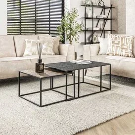 Salontafel 2 set Magma zwart en brons antiek