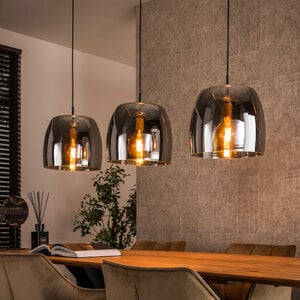 BelaLuz Moderne hanglamp Dash 3-lichts smoke glas
