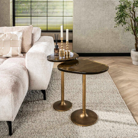BelaLuz Hotel chique design bijzettafel Glare medium goud antiek