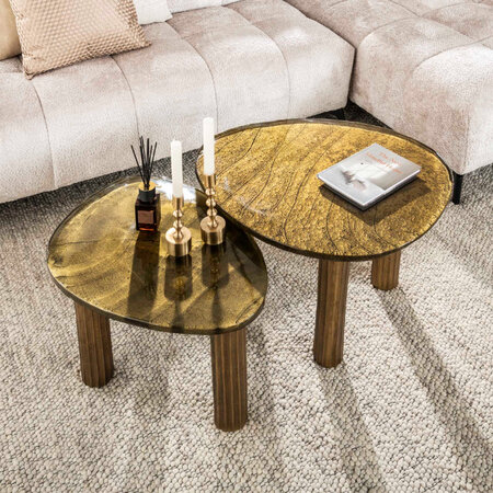 BelaLuz Hotel chique design salontafel Glare medium goud antiek