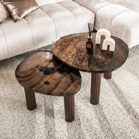 BelaLuz Hotel chique design salontafel Glare large koper antiek
