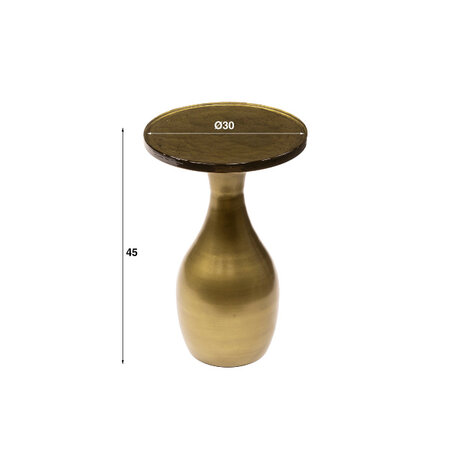 BelaLuz Hotel chique design bijzettafel Glare small druppelpoot goud antiek