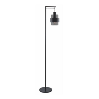 Vloerlamp Chiasso 1-lichts zwart smoke glas