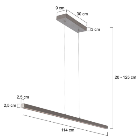 Mexlite minimalistische hanglamp Danske 1-lichts staal