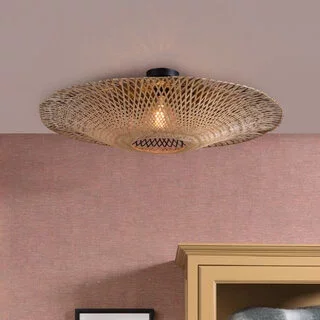 Plafondlamp Kalimantan zwart naturel Ø87 cm