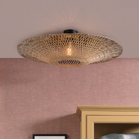 GOOD & MOJO Landelijke Ibiza stijl plafondlamp Kalimantan Ø87 cm zwart naturel