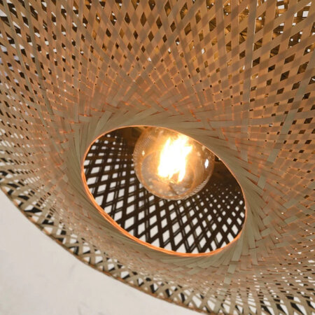 GOOD & MOJO Landelijke Ibiza stijl plafondlamp Kalimantan Ø87 cm zwart naturel