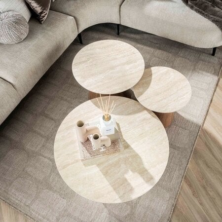 BelaLuz Moderne Japandi salontafel Romano 3 set tapse poot
