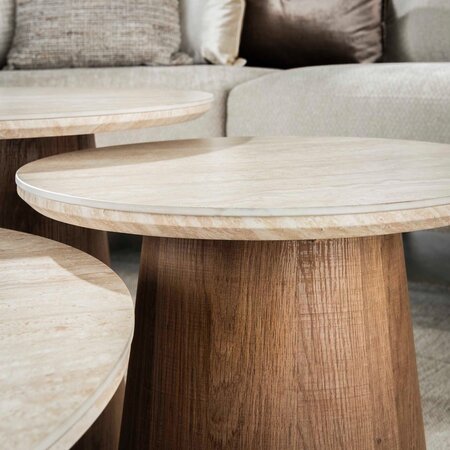 BelaLuz Moderne Japandi salontafel Romano 3 set tapse poot