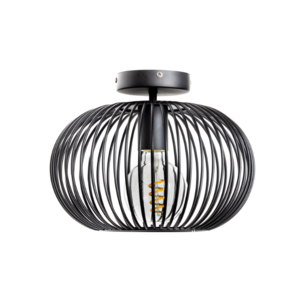 ETH Modern Industriële plafondlamp Wire 1-lichts Ø30 cm zwart
