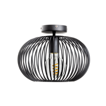ETH Modern Industriële plafondlamp Wire 1-lichts Ø30 cm zwart