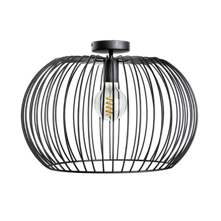 ETH Modern Industriële plafondlamp Wire 1-lichts Ø50 cm zwart