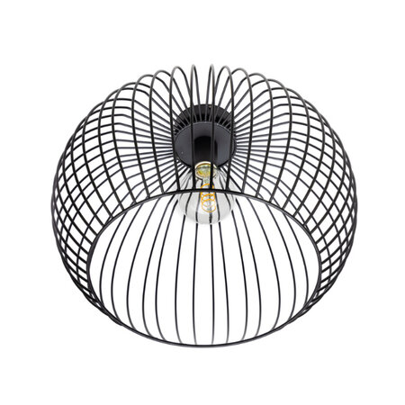 ETH Modern Industriële plafondlamp Wire 1-lichts Ø50 cm zwart