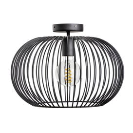Plafondlamp Wire 1-lichts zwart Ø40 cm