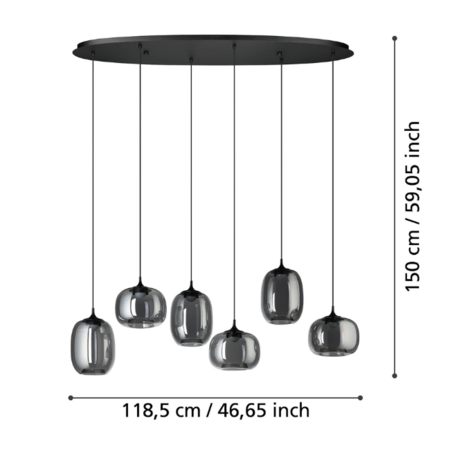 Stars of Light Modern industrieel hanglamp Larva 6-lichts ovaal