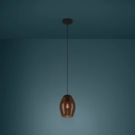 Hanglamp Estanys 1-lichts bruin glas
