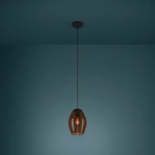 Hanglamp Estanys 1-lichts bruin glas