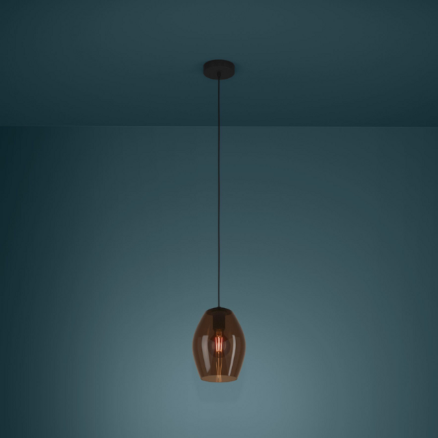 Hanglamp Estanys 1-lichts bruin glas