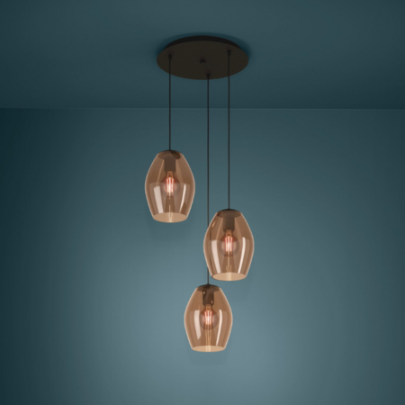 Stars of Light Moderne Scandinavische hanglamp Estanys 3-lichts getrapt bruin glas