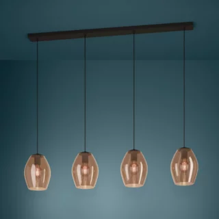 Hanglamp Estanys 4 lichts bruin glas