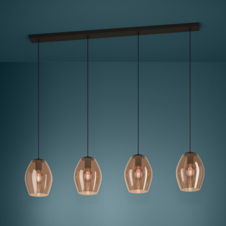 Stars of Light Moderne Scandinavische hanglamp Estanys 4 lichts bruin glas