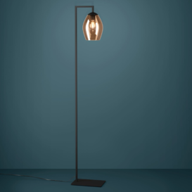 Vloerlamp Estanys 1 lichts bruin glas