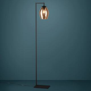 Vloerlamp Estanys 1 lichts bruin glas