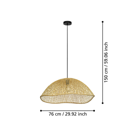 Stars of Light Landelijke Ibiza hanglamp Sambucona 1-lichts Ø72 cm rotan
