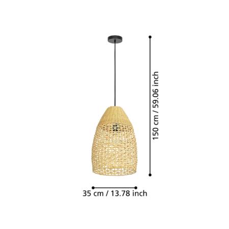 Stars of Light Landelijke Ibiza hanglamp Sambucona 1-lichts Ø35 cm rotan