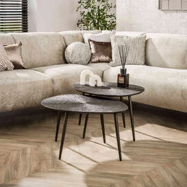 Salontafel Taro  2-set organisch bruin metal