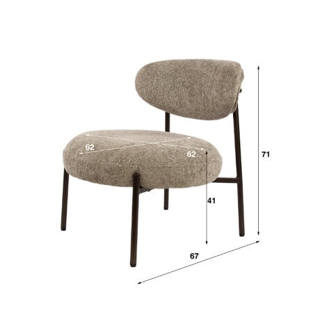 BelaLuz Modern Scandinavische fauteuil Tissee cargo zandkleur