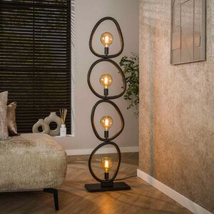 BelaLuz Moderne vloerlamp Flint 4 lichts charcoal