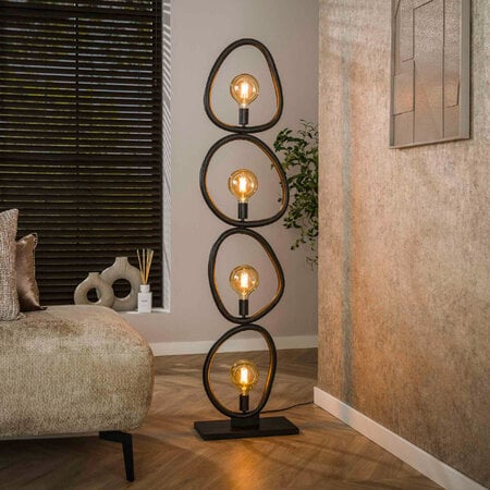 BelaLuz Moderne vloerlamp Flint 4 lichts charcoal