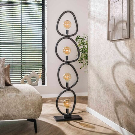 BelaLuz Moderne vloerlamp Flint 4 lichts charcoal