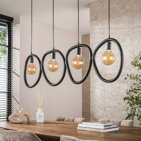 BelaLuz Industriële hanglamp Flint 4-lichts charcoal