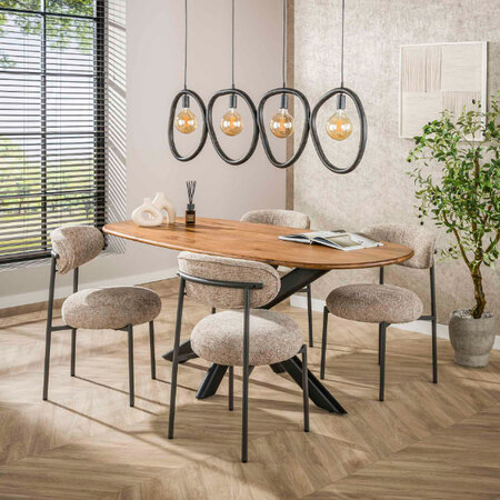 BelaLuz Industriële hanglamp Flint 4-lichts charcoal