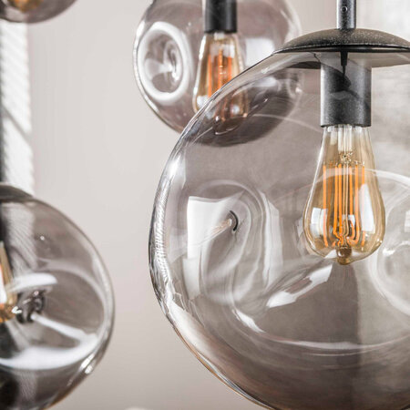 BelaLuz Moderne Industriële hanglamp Riza 6-lichts charcoal