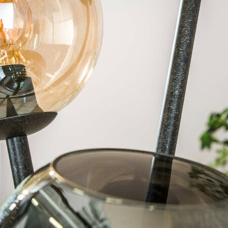 BelaLuz Moderne hotel chique vloerlamp Poly 3-lichts charcoal
