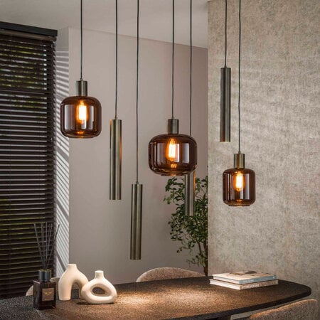 BelaLuz Moderne hotel chique hanglamp Calore 7-lichts Sienna brown