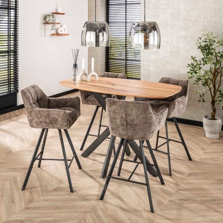 BelaLuz Moderne Scandinavische barstoel Turn draaibaar Hoven taupe
