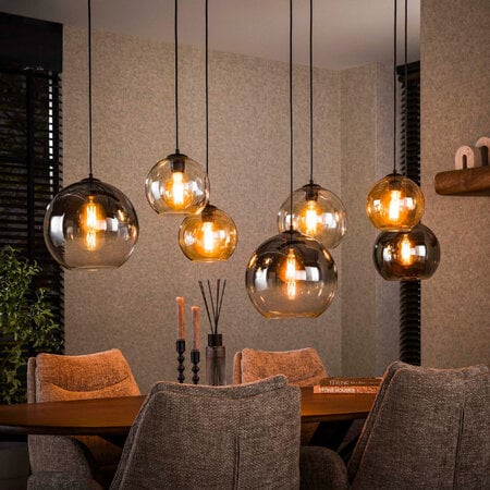 BelaLuz Moderne hanglamp Poly 7-lichts charcoal