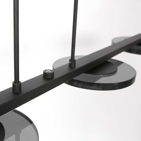 Steinhauer Modern Industrieel hanglamp Turound 4-lichts zwart met smoke glas
