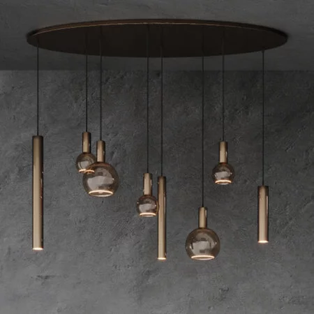 Ztahl Modern industrieel hanglamp Riva 8-lichts ovaal Platinum