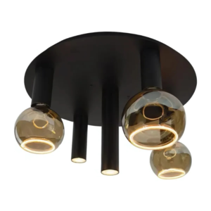 Ztahl Modern industriële plafondlamp Riva 5-lichts zwart
