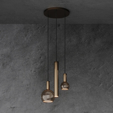 Ztahl Modern design hanglamp Riva 3-lichts Platinum Ø35 cm